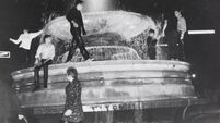 Going for a dip at Trafalgar Square on Saturday Night;31st July 1966
