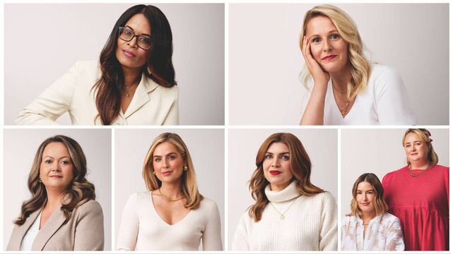 <p>Clockwise from top left: Dr Sumi Dunne, Jacqui Hurley, Sarah Breen and Emer McLysaght, Muireann O'Connell, Aimee Connolly, and Lorraine Walsh taking part in the Read My Lips project.</p>