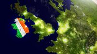 Ireland with flag in rising sun
