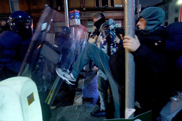 Protestors clashing with gardaí. Picture: PA Protestors clashing with gardaí. Picture: PA