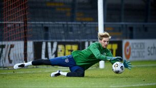 <p>CORK'S FINEST: Caoimhín Kelleher during a Republic of Ireland training session.</p>