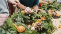 Florists Designing a Christmas Wreath