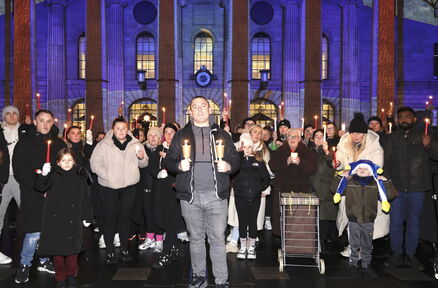 Organiser Nathan Whelan, centre, at the peaceful vigil marking a week since the stabbings. Picture: Conor Ó Mearáin/Collins Organiser Nathan Whelan, centre, at the peaceful vigil marking a week since the stabbings. Picture: Conor Ó Mearáin/Collins