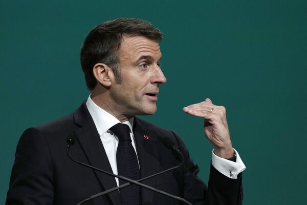 France President Emmanuel Macron speaks during a plenary session at the COP28 UN Climate Summit. Picture: AP Photo/Peter Dejong France President Emmanuel Macron speaks during a plenary session at the COP28 UN Climate Summit. Picture: AP Photo/Peter Dejong