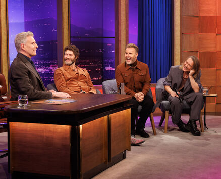 Take That pictured on The Late Late Show with host Patrick Kiely. Picture: Andres Poveda Take That pictured on The Late Late Show with host Patrick Kiely. Picture: Andres Poveda